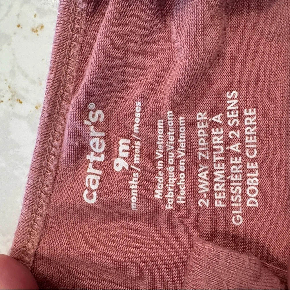 Carter’s 9M - double zipper - Cozy Pink Kids One Piece